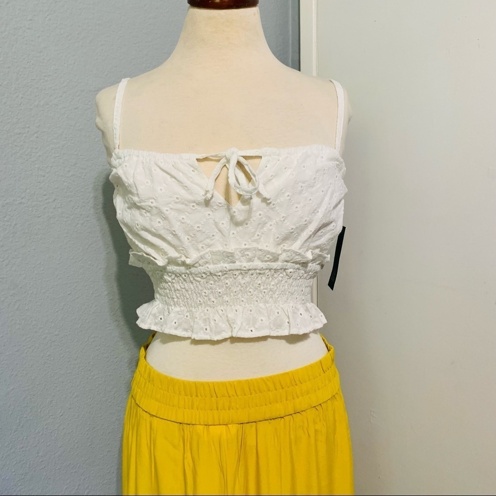 Wild Fable Women White Embroidery Crop Top Size‎ Small 100% Cotton